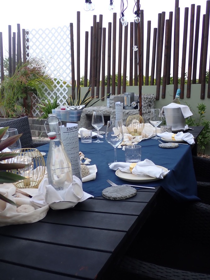 Breakfast table set on a villa terrace in Curaçao